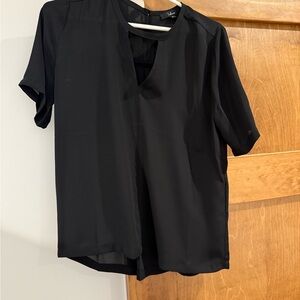 Lulu's Classic Black Short Sleeve Blouse